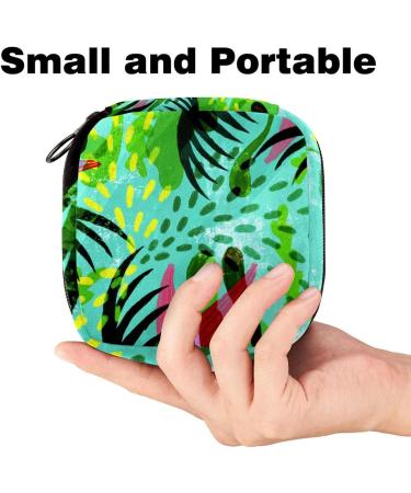 Tropical Leaf Sanitary Napkin Storage Bag - Portable Zippered Pouch for Teen Girls & Women | Ideal Travel Solution - Buy Online on GoSupps.com