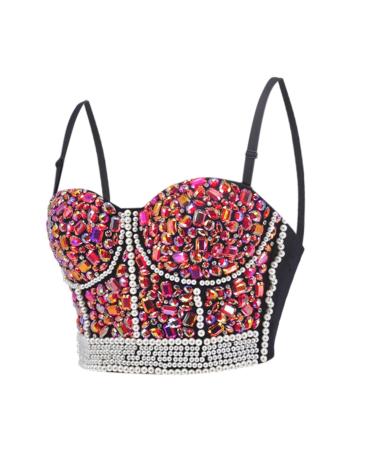 Sexy Strass Bustier Women - Carrier Tops Push Up BH Sparkle Strass Camisole Glitzer Ranktops sleeveless sequin west spaghetti Desesous Sparkle tank tops vest streetwear cropped top rosa s
