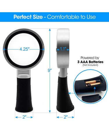 10X Magnifying Glass with Detachable Lenses and 3 Light Modes - Ideal for Reading, Hobbyists, Seniors, Inspection, Coin, and Jewelry - Buy Online on GoSupps.com