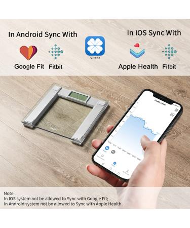 Vitafit 550lb Smart Digital Bathroom Scale with BMI Tracking via App | Extra-High Capacity, 8mm Tempered Glass, Step-On Design | Blue Backlit LCD Display | Silver - Buy Online on GoSupps.com