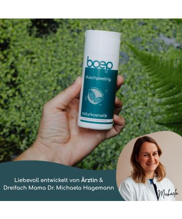 Boep Shower Peeling | Vegan Body Scrub with Organic Sea Salt & Almond Oil | Certified Natural Cosmetics for Men & Women | Exfoliating Body Exfoliator for Healthy Skin (220g) - Buy Online on GoSupps.com