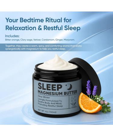 WAESKI Deep Winter Magnesium Butter for Sleep - Magnesium Butter with Bitter Orange Clary sage Ginger Cardamom Nighttime Magnesiumlotion for Leg Foot 4oz - Buy Online on GoSupps.com