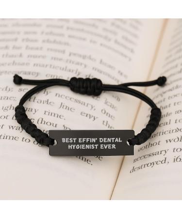 Funny Dental Hygienist Gifts for Men Women Friends Family from Best Effin' Dental Hygienist Ever - Black Rope Bracelet - Buy Online on GoSupps.com