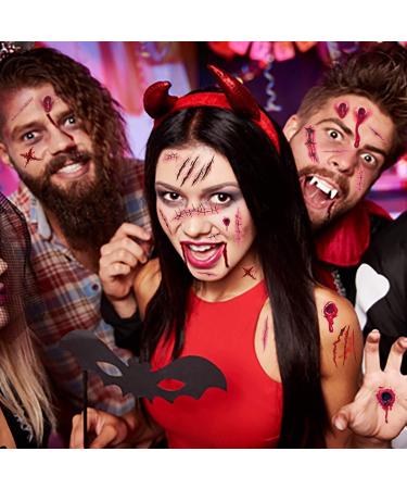 Konsait 120pcs Halloween Scars Tattoos - Waterproof Fake Blood Tattoo for Halloween Party Makeup - Zombie Vampire Bite Temporary Tattoo for Kids Women Men - Buy Online on GoSupps.com