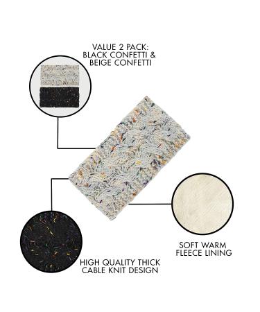 Styla Winter Knit Ear Muffs Headbands for Women - 2 Pack Cold Weather Ear Warmers - Confetti Black & Beige - Buy Online on GoSupps.com