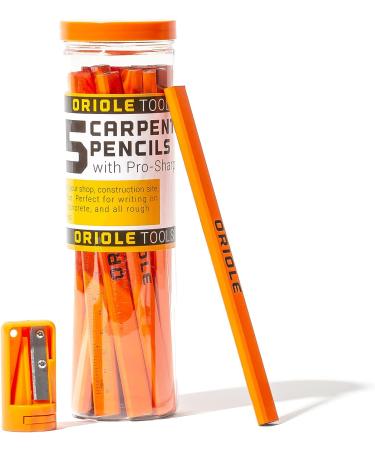 Orange Carpenter Pencil Set - Includes 15 Flat Construction Pencils with Printed Ruler  1 Carpenter Pencil Sharpener & 1 Clear Storage Container - Smoothly Write on Wood  Concrete & Stone - Pencil Kit - Buy Online on GoSupps.com