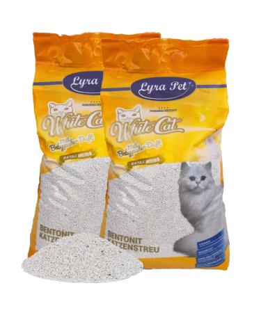 Lyra PET 30 liters White CAT cat litter |With baby powder fragrance |Fine lump litter |350% suction power |Natural product from Bentonite |Stark clumping |Clean apartment |Neutralized smells |Jam