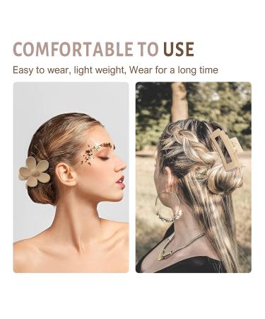 8Pcs 3.5 Inch Hair Claw Clips for Thick Hair - Cute Flower & Matte Square Styles | Strong Jaw Clips for Women - Buy Online on GoSupps.com