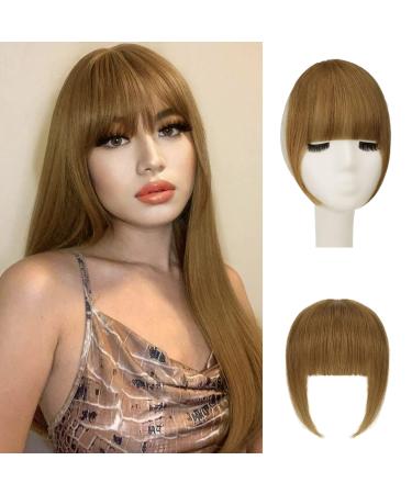 Sofeiyan bangs clip in 100% remy real hair fringe bangs one piece human hair clip in pony fringe extensions natural bangs with temple hair parts real hair hair extension for women sat bangs light golden brown