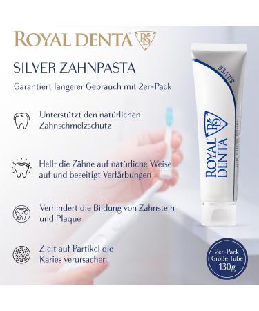 Royal Denta Silver Natural Teeth Whitening Toothpaste with Aloe Vera & Silver Nanoparticles | Fluoride | Pack of 2 (2 x 130g) - Ship Internationally - Buy Online on GoSupps.com