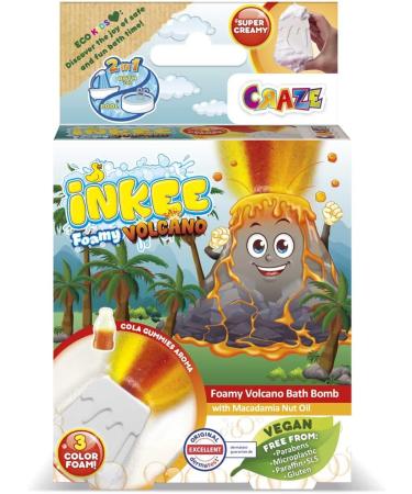 Buy Inkee Foamy Volcano Bath Bomb - Fun Volcano-Shaped Bathing Ball for Kids | Cola Scent & Macadamia Oil | Creamy Foaming Experience - Buy Online on GoSupps.com