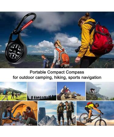 Keychain Survival Compass Portable Hiking Compass with Carabiner Mini Navigation Compass for Outdoor Travelling Camping Hunting Mountaineering Black - Buy Online on GoSupps.com