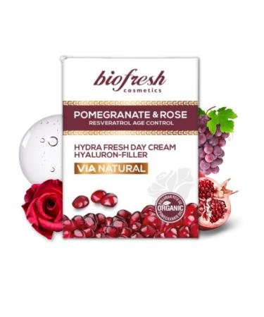 Biofresh cosmetics Via Natural hyaluronic day cream - filler with pomegranate and rose oil, resveratrol, anti-aging, day cream 50ml