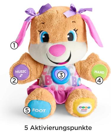 Fisher-Price Learning Fun Dog Friend | Interactive Speaking & Singing Toy for Babies 6 Months+ | Educational Gift for Boys & Girls | German Speaking Dog (FPP53) - Buy Online on GoSupps.com