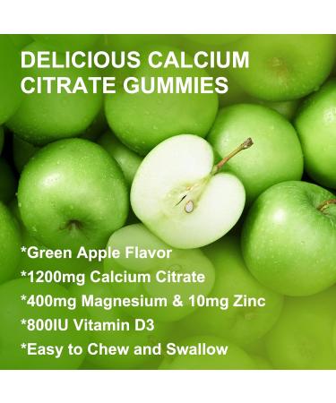 Calcium Citrate 1200mg with Vitamin D3 Supplement for Women and Men - Chewable Calcium Magnesium Zinc D3 K2 Gummies Supplement for Bone, Teeth, Immune Support, Apple Flavor - 60 Gummies Apple 60 Count (Pack of 1) - Buy Online on GoSupps.com