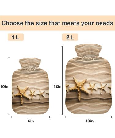 Naanle Beach Wood Seestern Hot Water Bottle with Cover - 1L Transparent Heat Bottle for Bed Hand & Feet Warmer Pain Relief & Cold Therapy - International Shipping Available - Buy Online on GoSupps.com
