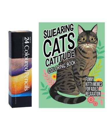 Dessins de coloriage f lins Livre de coloriage pour chats Livre th me et d tente pour chats Livre de coloriage d taill extravagant pour chats et anti-stress Kitten Coloring Book+24 painting pens