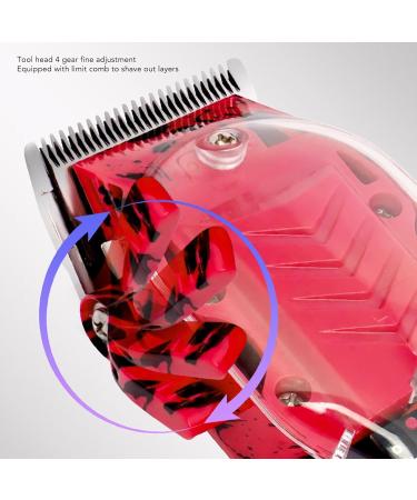 Electric Hair Trimmer Rechargeable Barber Clipper with Colorful Guided Combs LED Display Transparent Hair Cutting Tools for Home Salon (Red) - Buy Online on GoSupps.com