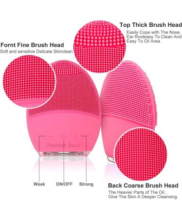 Silicone Ultrasonic Facial Cleansing Brush & Massager - Rechargeable & Waterproof Sonic Electric Exfoliator for Anti-Aging (Rose) - Buy Online on GoSupps.com