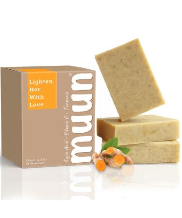 Muun Dark Spot Remover for Intimate Bottoms Underarms with Kojic Acid Vitamin C Turmeric Soap Bars Hyperpigmentation Helps Even Skin Tone (Lightening)