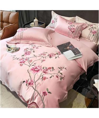 Precision Brocade Egyptian Cotton Luxury Chinese Style Flower Embroidery Bedding Set Silky Duvet Cover Bed Sheet Pillowcase Soft (B 4Pcs) - Buy Online on GoSupps.com