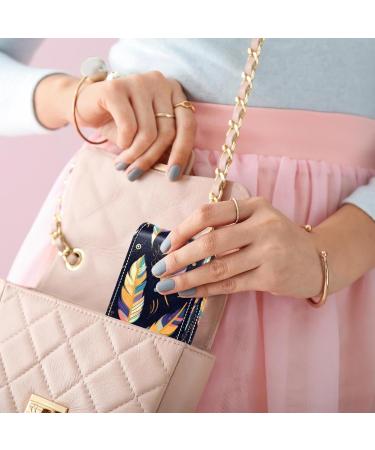 Travel Lipstick Organizer Case - Portable Makeup Bag with Mirror | Bohemian Style Feather Leaves - Shop Now - Buy Online on GoSupps.com