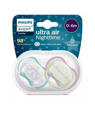 Buy Philips Avent Ultra Air Night Pacifier 0-6 Months - Phosphorescent 2 Pack | Safe & Soothing for Babies - International Shipping Available - Buy Online on GoSupps.com