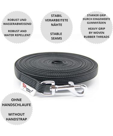 Twinkys Dog Style Tow Leash - Rubberized 15mm Wide for Dogs Up to 15kg - 20m Length - Made in Germany - No Hand Loop - Black - Buy Online on GoSupps.com
