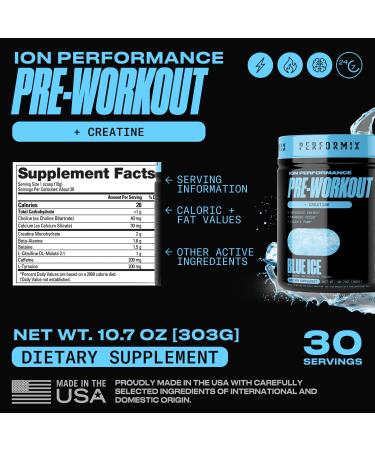 Performix ION Pre-Workout Powder - Explosive Energy, Enhanced Focus, Elevated Pump - Blue Ice (30 Servings) | Buy Online - Buy Online on GoSupps.com