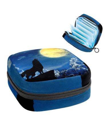 Women's bonds storage pockets Stillpad holder wolf moon pressure portable period kit pocket feminine product bag for women girls color3