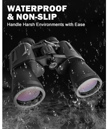 GOANDO 20x50 Binoculars for Adults and Kids High Power Compact Binoculars Large Waterproof Binoculars with Low Light Night Vision for Hunting Bird Watching Travel Sightseeing Outdoor Sports  Black - Buy Online on GoSupps.com