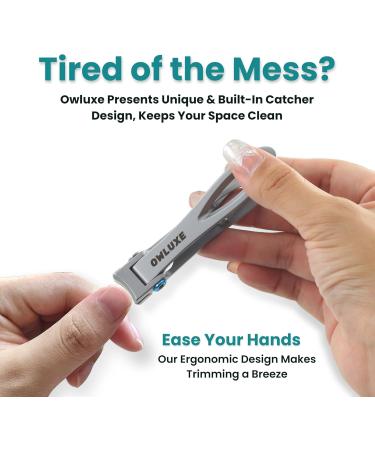 Toe Nail Clippers for Thick Nails - Ultra Sharp Wide Jaw Nail Clippers with Catcher for Fingernails & Toenails - Heavy Duty Curved Edge Nail Clipper Set by Owluxe in Gift Box for Men Women & Elderly - Buy Online on GoSupps.com