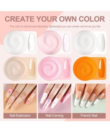 PEACECOLOR Acrylic Nail Kit with 8G Clear Pink White Nude Orange Acrylic Powder 120ML Acrylic Liquid for Nail Extension Carving Manicure Set Home DIY Nail Art Beauty Gifts color 191 - Buy Online on GoSupps.com