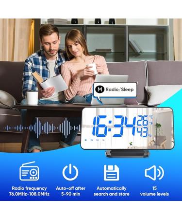 TAKRINK Alarm Clock Digital Radio Alarm Clock with 4 Levels Screen Brightness Projection Alarm Clock with Temperature Alarm Clock with Projection Dual Alarm Type-C Charger 180° Projector Projection - Buy Online on GoSupps.com