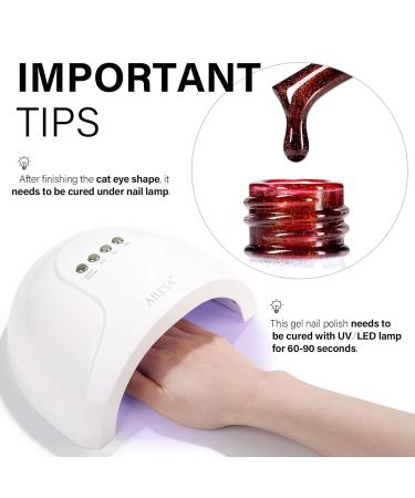 AILLSA Red Cat Eye Gel Polish - Burgundy Glitter & Crystal UV Nail Polish Holographic Reflective Color for DIY Nail Art (0.5 OZ - Buy Online on GoSupps.com