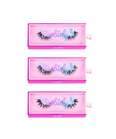 Barbiely 3 Pairs Mink Lashes, 14MM 100% Real Siberian Mink Fur Lashes, Natural Cat-Eyes Look, Totally Cruelty-Free, Reusable & Handmade, Non-Irritating Cotton Band Luxury Volume Stripe Fake Eyelashes(SUPER IDOL) Super Idol…