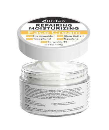 DEBAIY Moisturizer Cream Face Cream with 4% Niacinamide 3% Tocopherol Ceramides Boosts Skin Barrier for All Skin Types (3.53oz/100g)