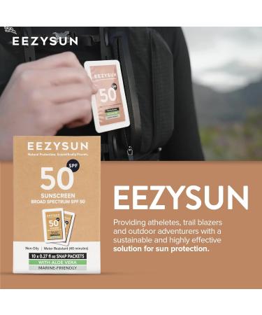 EEZYSUN Mineral SPF 50 Travel Sunscreen & Insect Repellent Snap Packets | Aloe Vera Citronella Lemongrass & Neem Oil | Vegan Reef-Safe Non-Oily Broad Spectrum UVA/UVB | 10 Pack (0.27 fl oz each) - Buy Online on GoSupps.com