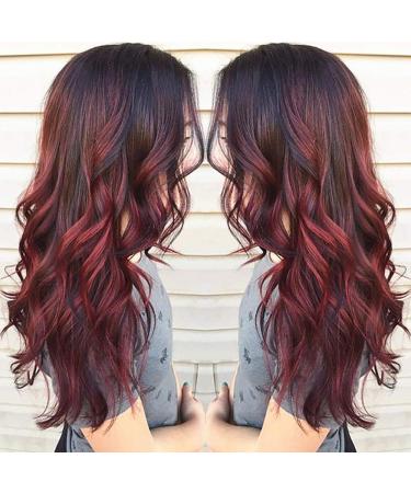 TIREOW Sexy Gradient Black Red Party Wig | Long Curly Mixed Color Synthetic Hair - Buy Online on GoSupps.com