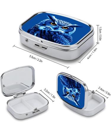 Decorative Blue Owl Pill Box - 2 Compartment Portable Medicine Organizer for Pocket or Purse - Buy Online on GoSupps.com