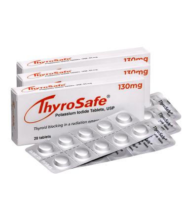 Potassium Iodide 130mg Tablets (KI Pills) - Iodine for Radiation Emergency Protection | Nuclear Fallout Survival Gear and Emergency Supplies for Prepper Kits | 60 Count 20 Count (Pack of 3)