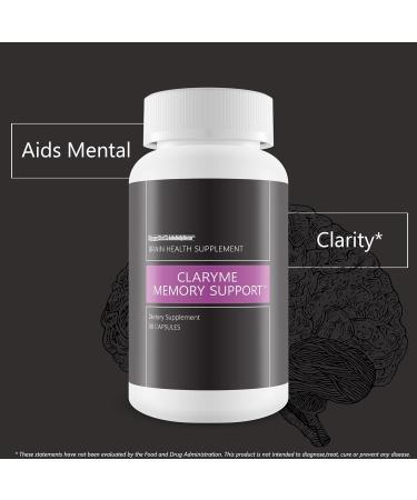 Claryme Memory Support - Our Best Memory Supplement for Brain - Memory Pills for Seniors - Memory Supplements for Women & Men - Natural Brain Booster - Mental Focus and Energy Supplements - Buy Online on GoSupps.com