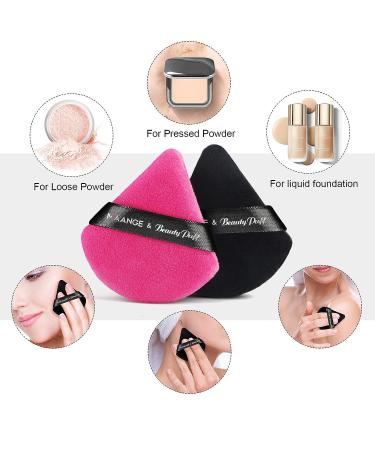 MAANGE 6 Pcs Triangle Makeup Puff Set for Loose Powder - Soft Face Body Foundation Puffs - Triangular Design for Contouring - 3 Black + 3 White - Buy Online on GoSupps.com