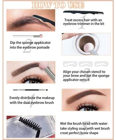Eyebrow Stamp and Stencil Kit - 16in1 Waterproof Brow Cream Gel Set, Pomade Stamp Trio - Mother's Day Makeup Gift, Brown - Buy Online on GoSupps.com