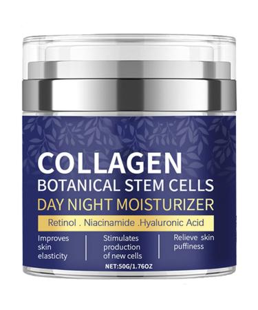Collagen Face Moisturizer with Airless Pump - Collagen Botanical Stem Cells Cream for Skin with Retinol Niacinamide Hyaluronic Acid - Anti-Aging Day & Night Cream 1.8 OZ