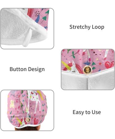 Unicorn Heart Flower Leaf Hair Towel 2 Pack | Super Absorbent Quick Dry Hair Turbans for Women & Girls - Buy Online on GoSupps.com