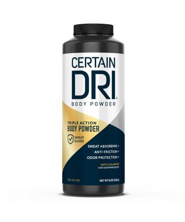 Certain Dri Body Powder for Men and Women  Maximum Sweat Absorption & Moisture Control  8 Oz  1 Pack