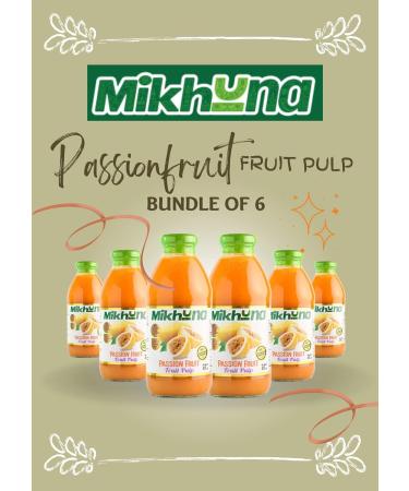 Mikhuna Passion Fruit Pulp-6 Pack -475ml per Unit for Juice Smoothies Desserts Ice Cream Cocktails Sauces - Buy Online on GoSupps.com