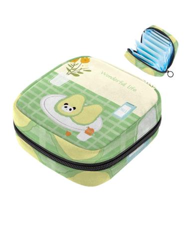 Menstrual Bag Zipper Ladies Napkin Pouch Tampons Collection Bag for Women and Girls (Delicious Avocado Green)