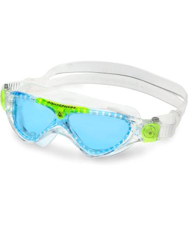 Aquasphere Vista JR Swimming Goggles for Kids | UV Protection Leak-Free Silicone Seal | Perfect for Boys & Girls Ages 6+ - Transparent & Light Green-Blue Lens - Buy Online on GoSupps.com